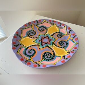 Lynda Feman | Studio Art Pottery Handmade Bohemian Style Platter | Collectible